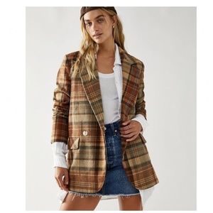 Free People Mari Plaid Blazer